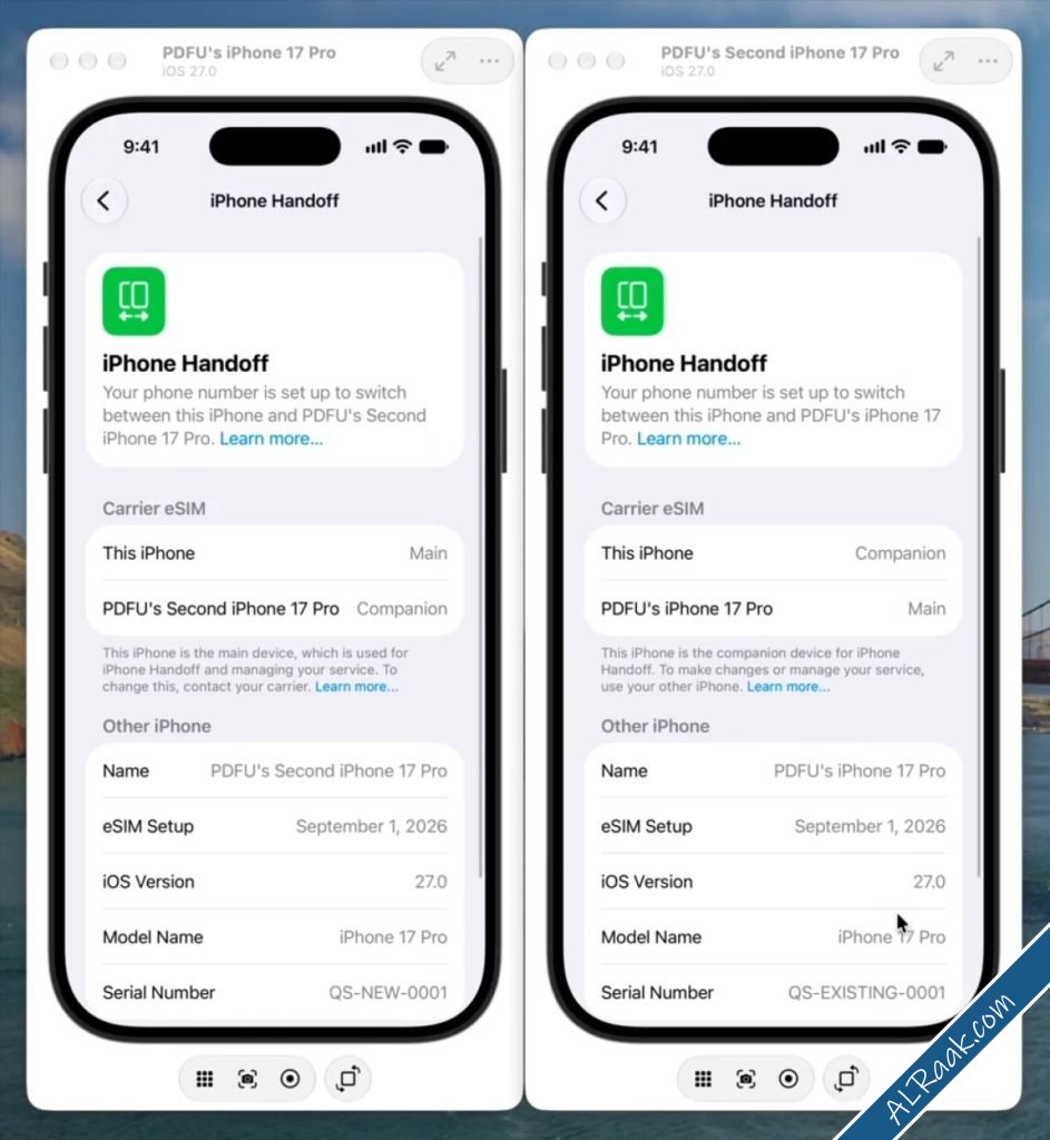 iOS 27 يتيح استخدام رقم هاتف واحد على جهازي iPhone في الوقت نفسه-2.jpg