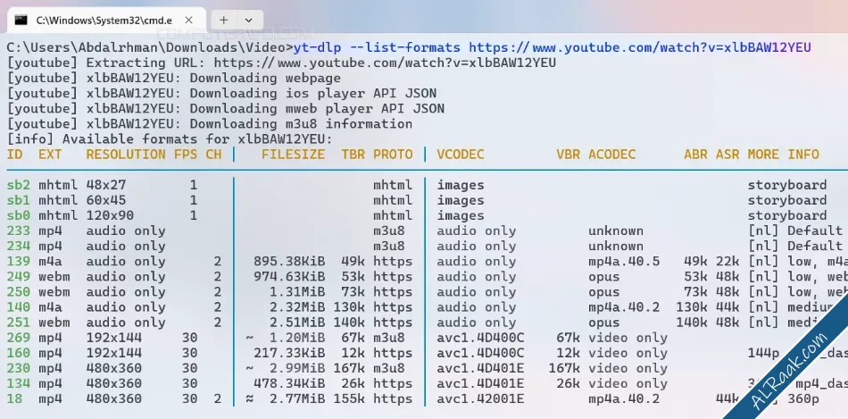 تحميل الفيديوهات من أي موقع باستخدام أوامر CMD في ويندوز-3.webp
