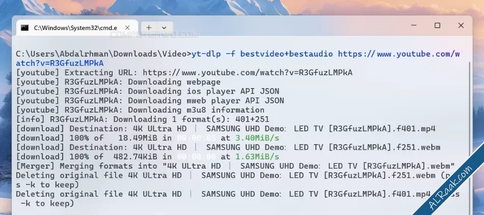 تحميل الفيديوهات من أي موقع باستخدام أوامر CMD في ويندوز-5.webp