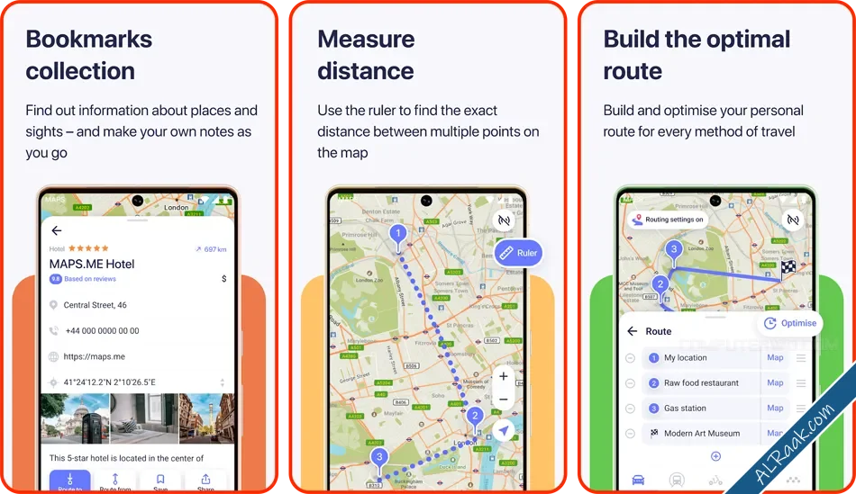 أفضل تطبيقات الخرائط بدون إنترنت تطبيق Mapsme و تطبيق Here WeGo و تطبيق Google Maps و تطبيق S...webp