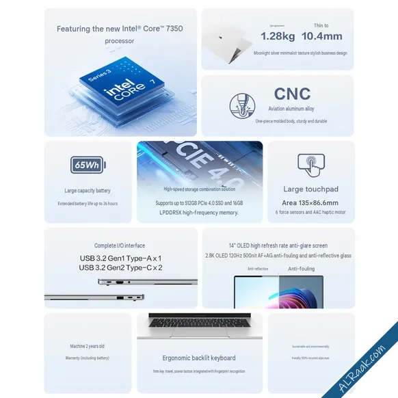 أسوس تطلق حاسوب ExpertBook Air النحيف والخفيف بشاشة أوليد 120 هرتز ومعالجات إنتل Wildcat Lake-2.webp